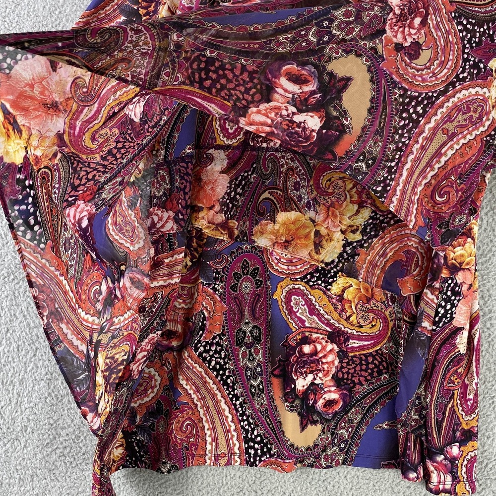 Susan Graver Shirt Womens 3X Purple Paisley Floral Tunic Top Boho Stretch - Picture 4 of 12